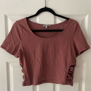 Purple Short Sleeve Crop Top